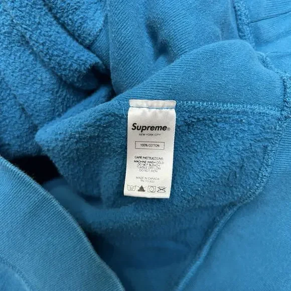 Supreme Sleeve Embroidery Hooded Sweatshirt “Dark Aqua” SS18